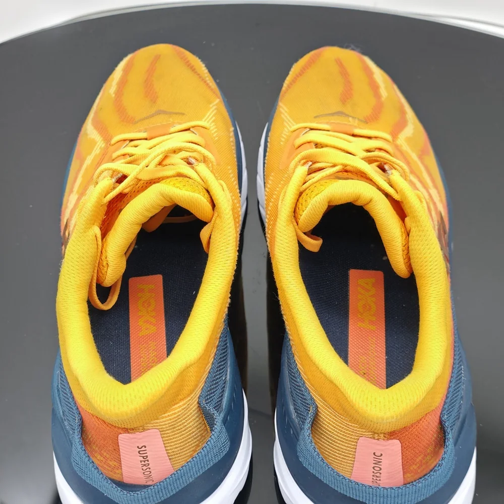 Techcore Hoka Mach Supersonic Men’s 8D Yellow Orange Running Shoes - Picture 9 of 13